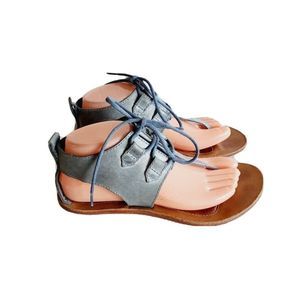 Sorel Women's Gunmetal Gray Lace Up Leather Classic Thong Sandal Size 7.5